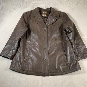 Giacca Jacket Womens 2XL Brown 5 Star Outerwear Faux Leather‎ Button Up Coat
